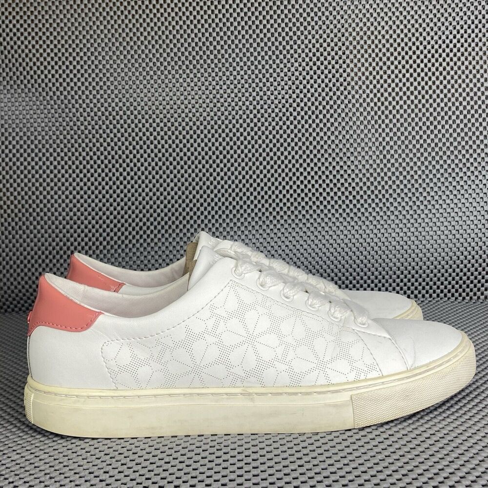 Kate Spade Audrey Sneakers Womens Size 9 B White Pink Leather Low Top Lace Up